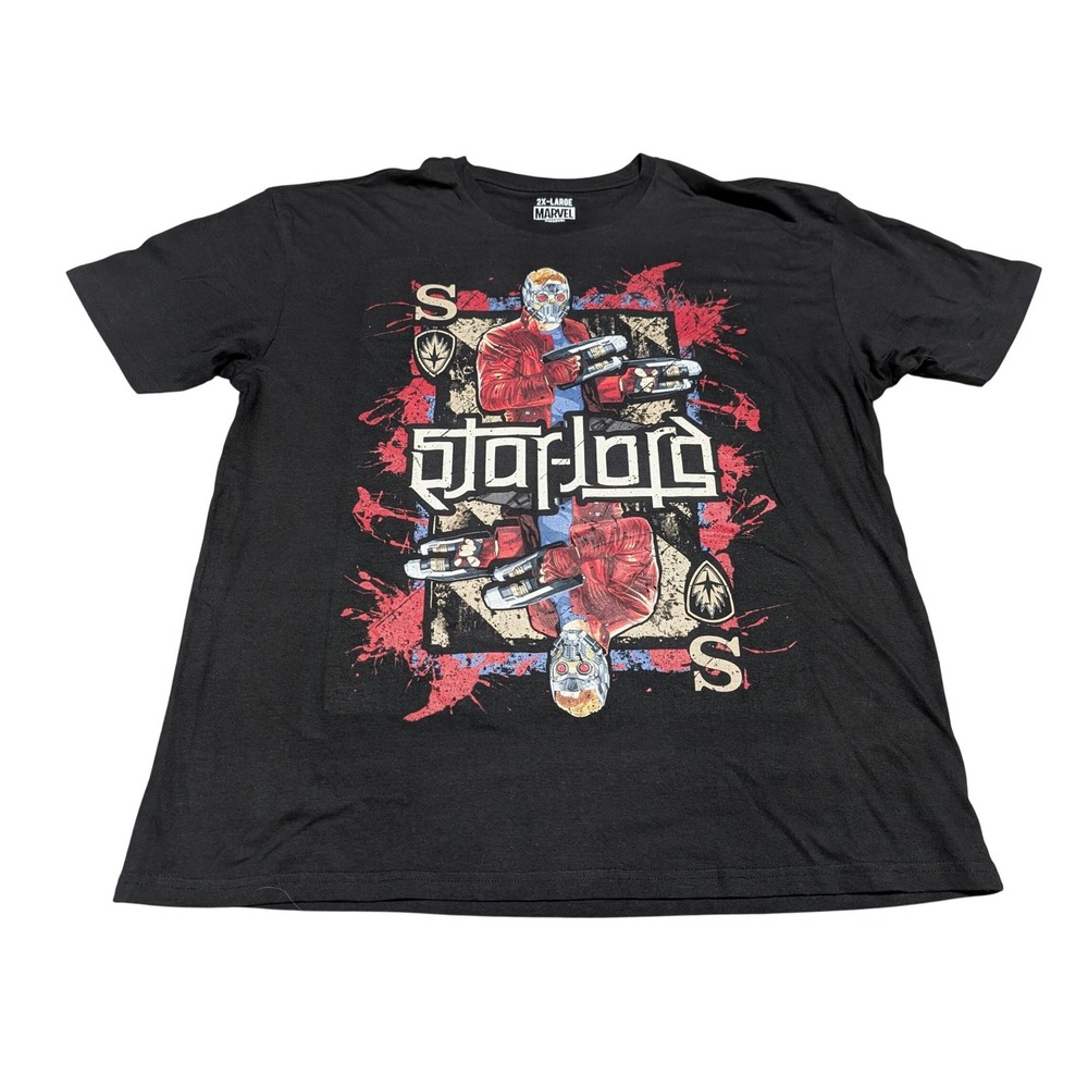 Red Chapter Marvel T-Shirt‎ Mens 2XL Black Star-Lord Guardians of the Galaxy Tee
